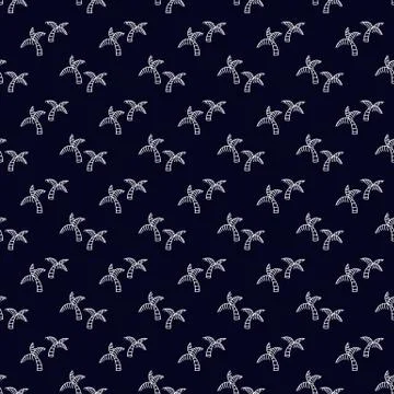 Summer line art beach pattern Stock Illustration