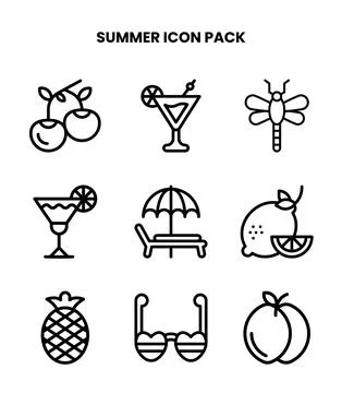 Summer Line Graphics Icons Pack イラスト素材