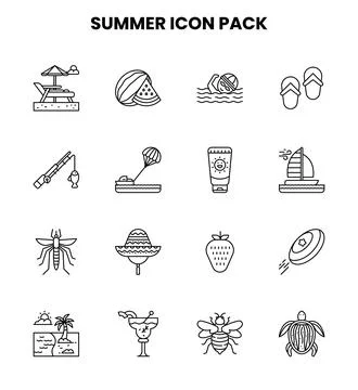 Summer Line Icons Pack Stock Illustration