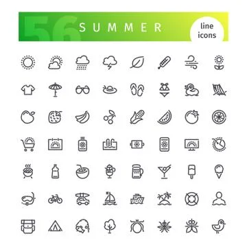 Summer Line Icons Set Illustrazione stock
