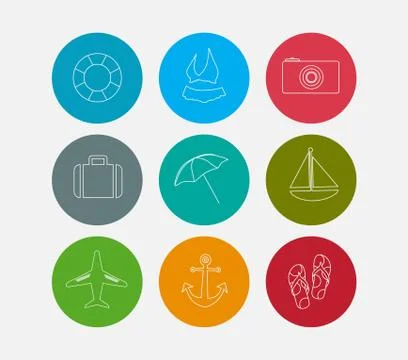 Summer line icons set Stock Illustration