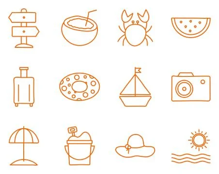 Summer line style icon set vector design Illustrazione stock