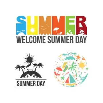 Summer logo icon set vector Stock Illustration
