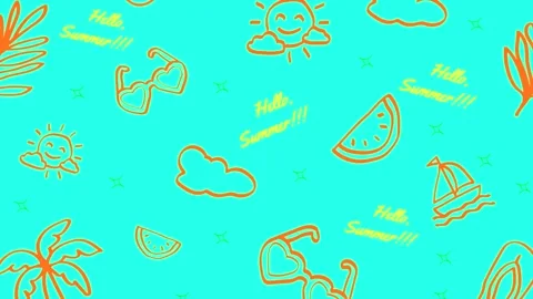 Summer loop animation with sun, sea, and beach elements on a bright blue ba.. 스톡 동영상 334729938