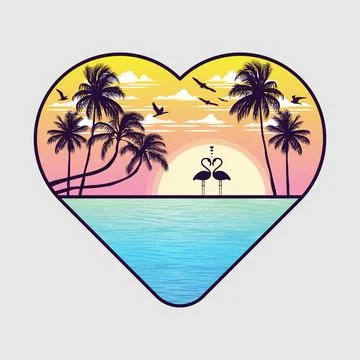 Summer love on the beach Stock Illustration