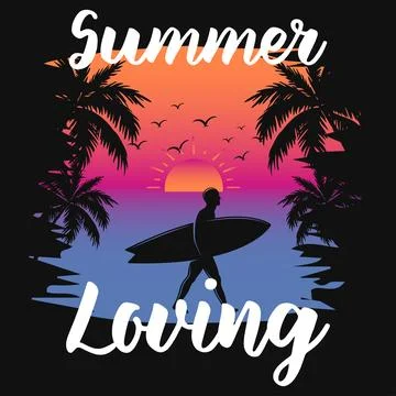Summer loving summer typography graphics tshirt desi Stock Illustration