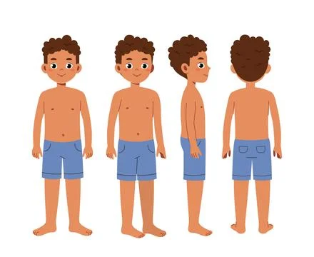 Summer man constructor. Young guy in trunks in summertime. Kit for customization Illustrazione stock