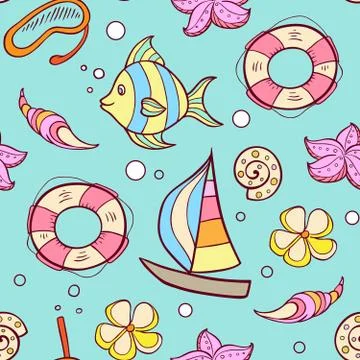 Summer marine seamles pattern Stock Illustration