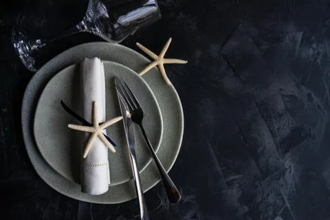 Summer marine table setting Stock Photos