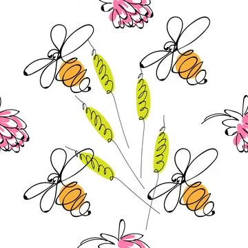 Summer meadow doodles collection Stock Illustration