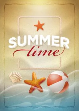 Summer message on beach sand. Stock Illustration