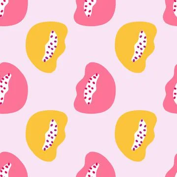 Summer modern seamless pattern with abstract shapes doodle print. Yellow and  Illustrazione stock