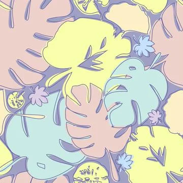 Summer monstera leaf seamless pattern Stock Illustration