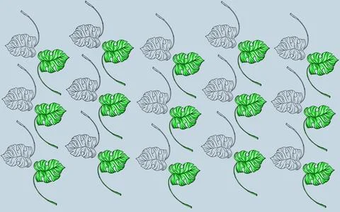 Summer monstera leaves illustration pattern  Stock Illustration