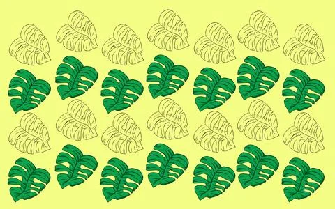 Summer monstera leaves illustration pattern  Stock Illustration