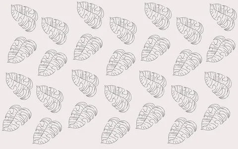 Summer monstera leaves illustration pattern  Stock Illustration