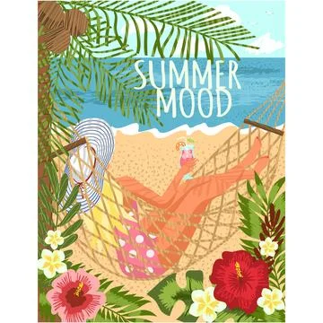 Summer mood background vacation beach time vector Stock-Illustration