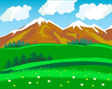 Summer in mountain Illustrazione stock