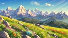 Summer mountain landscape, Anime seamles... | Stock Video | Pond5
