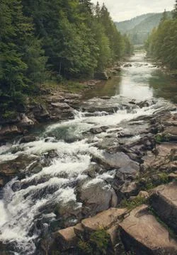 Summer mountain river Stock Photos