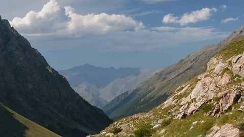 Summer in the mountains of the Caucasus. Formation and movement of clouds Stock Footage 79477461