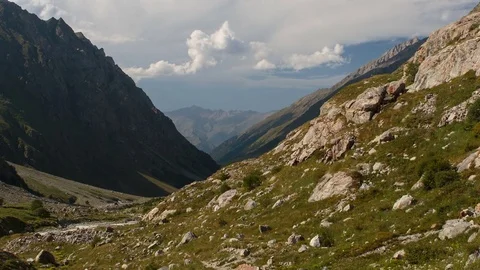 Summer in the mountains of the Caucasus. Formation and movement of clouds Stock Footage 79477516