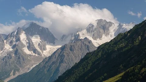 Summer in the mountains of the Caucasus. Formation and movement of clouds Stock Footage 79477633