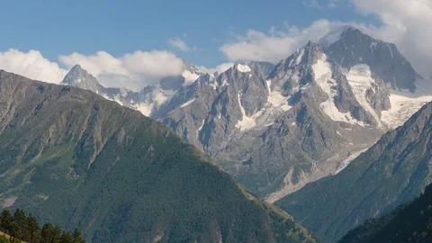 Summer in the mountains of the Caucasus. Formation and movement of clouds Stock Footage 79477649