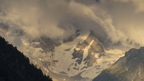 Summer in the mountains of the Caucasus. Formation and movement of clouds Video stock 83335166