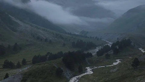 Summer in the mountains of the Caucasus. Formation and movement of clouds Stock Footage 83335892