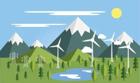 Summer mountains landscape Stock Illustration