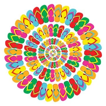 Summer multicolor flip flops mandala Illustrazione stock