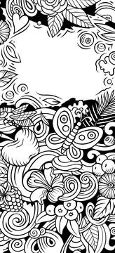 Summer nature doodle banner. Cartoon vector background Stock Illustration