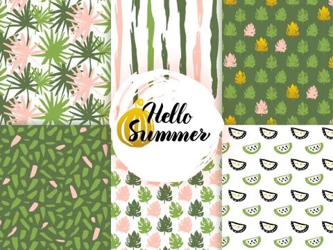 Summer Nature Seamless Patterns Illustrazione stock