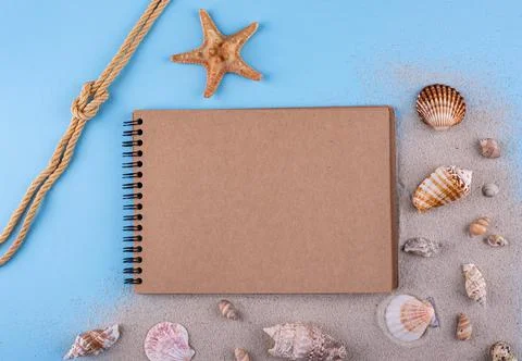 Summer nautical marine background with shell Stock Photos