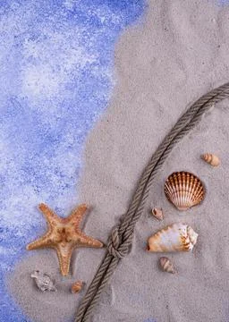 Summer nautical marine background with shell Stock Photos