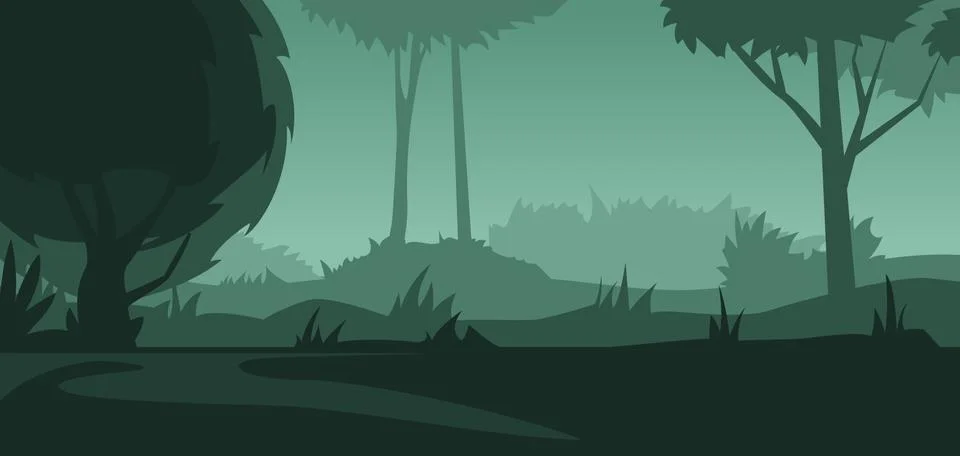 Summer night forest Stock Illustration