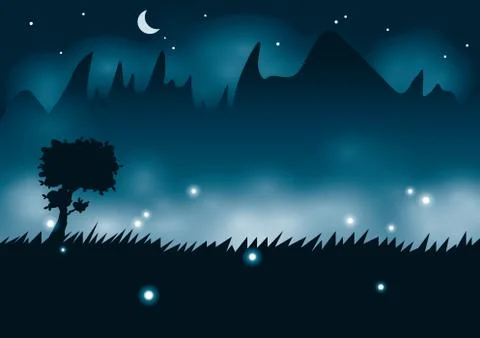Summer night Stock Illustration
