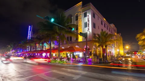 Usa day light summer time miami south beach panorama 4k florida