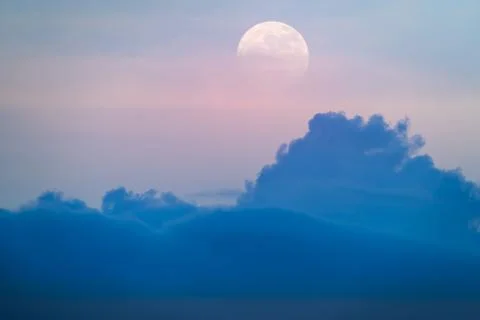 Summer night moonlight cloudscape. Stock Photos