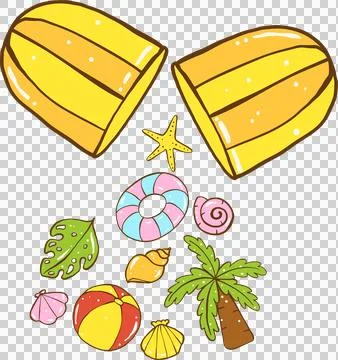 Summer Nurse Thing Beach theme Pill Hand Drawn Stock Illustration