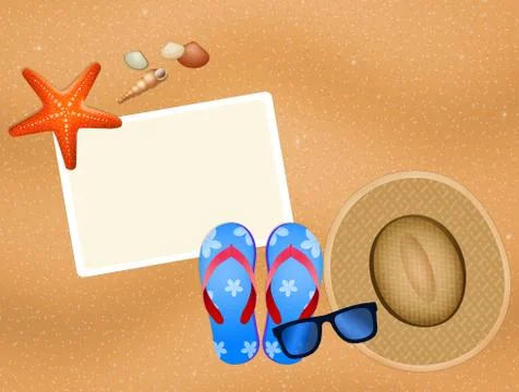 Summer objects on the beach イラスト素材