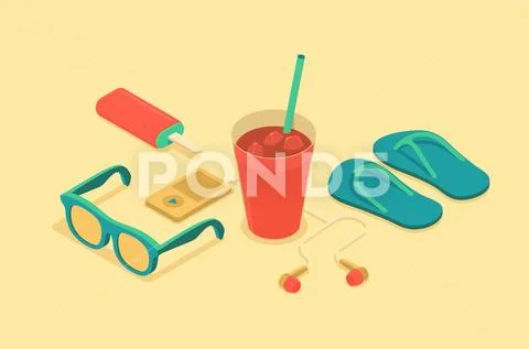Summer objects Stock Illustration