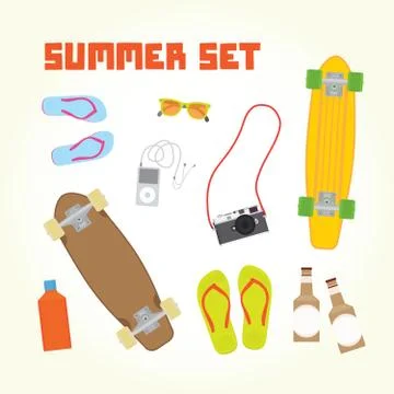 Summer objects isolated vector set Stock Illustration