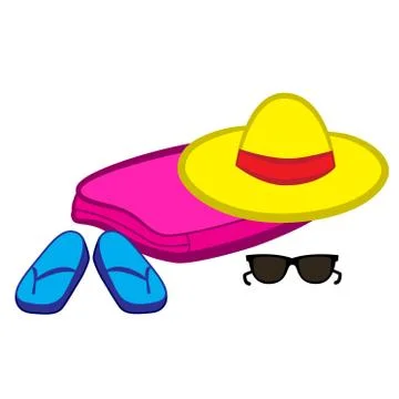 Summer objects isolated by white background. Stock Illustration