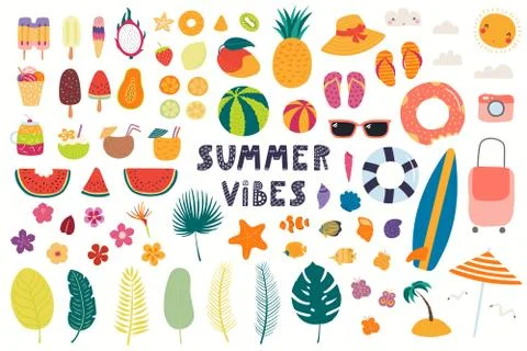 Summer objects set Stock Illustration