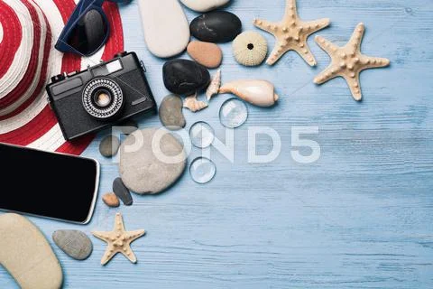 Summer objects for vacation Stock Photos