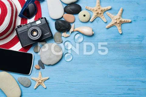 Summer objects for vacation Stock Photos