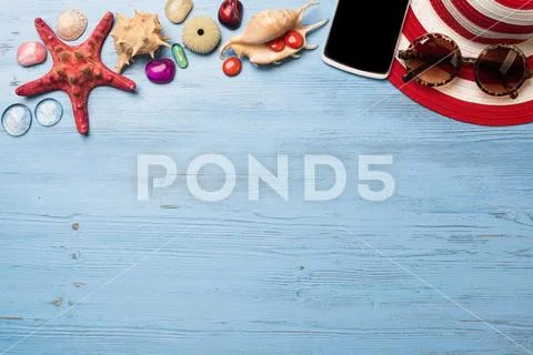 Summer objects for vacation Stock Photos