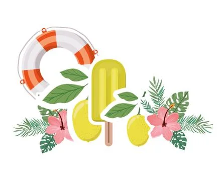 Summer objects in white background Stock Illustration